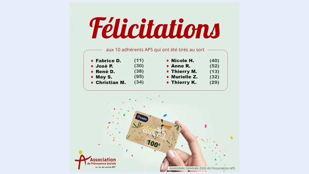 Gagnants du tirage au sort 2026 - Association APS